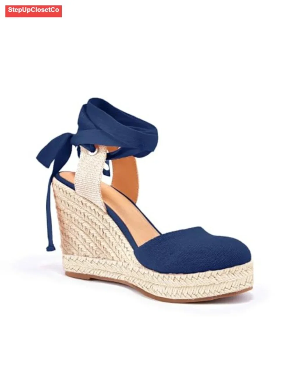 Womens Espadrilles Wedge Sandals Platform Closed Toe Ankle Strap Lace Up Suede